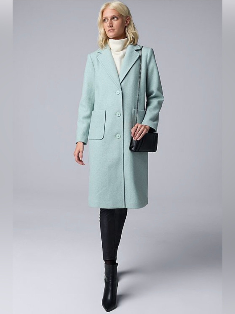 Simply Vera Vera Wang Mint Green Brushed Melton Coat.